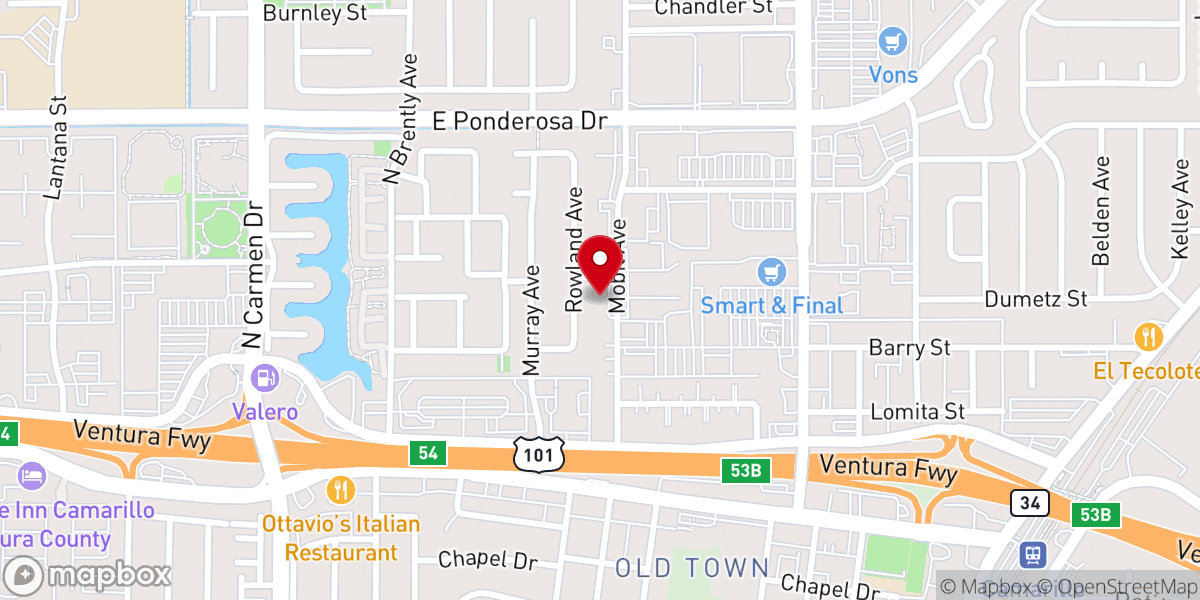 Map showing location of Camarillo Community Church - Food Distribution Center