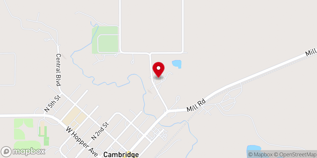 Map showing location of Cambridge Bible Church