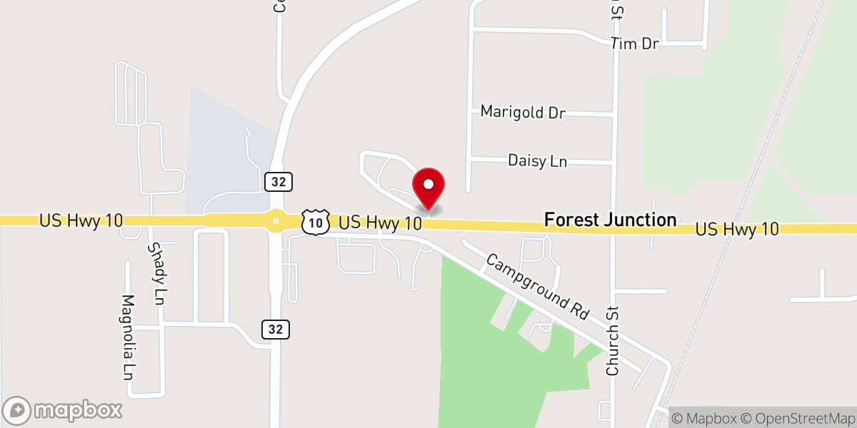 Map showing location of Camp Forest