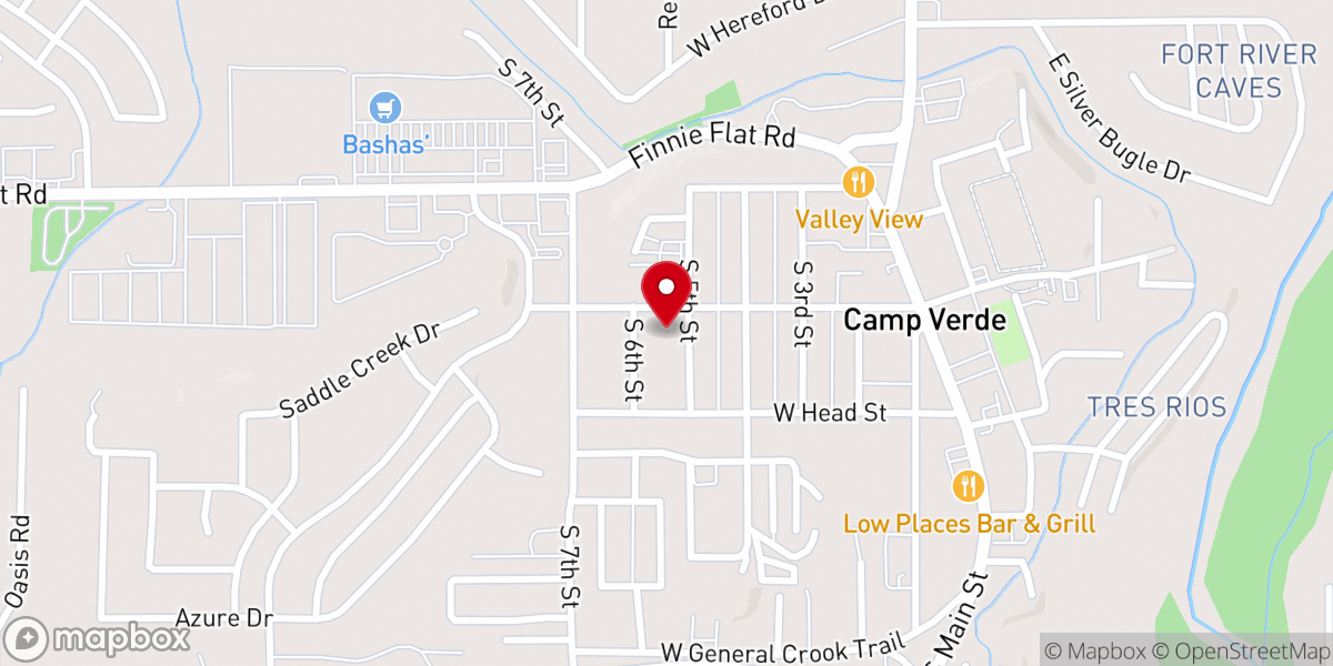 Map showing location of Camp Verde Baptist Church