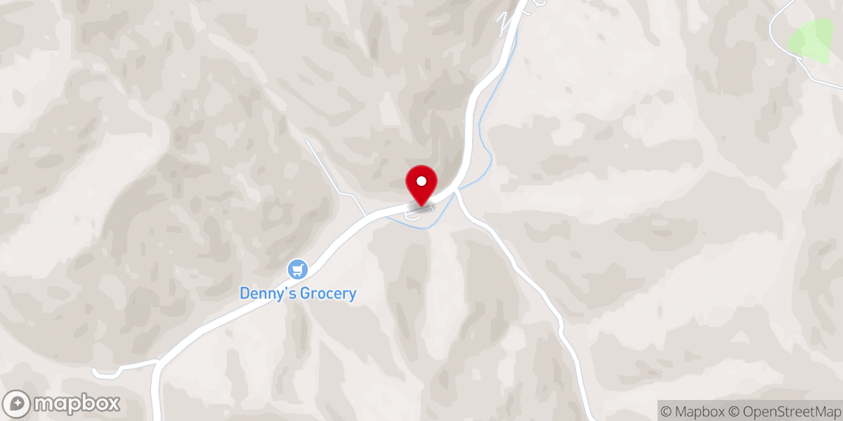 Map showing location of Caney Baptist Church