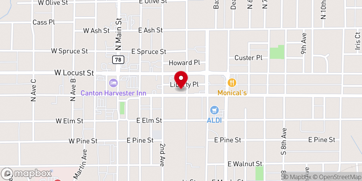Map showing location of Canton Church of the Brethren