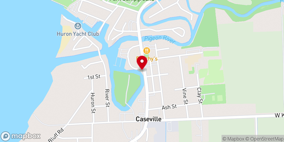 Map showing location of Caseville Chamber of Commerce