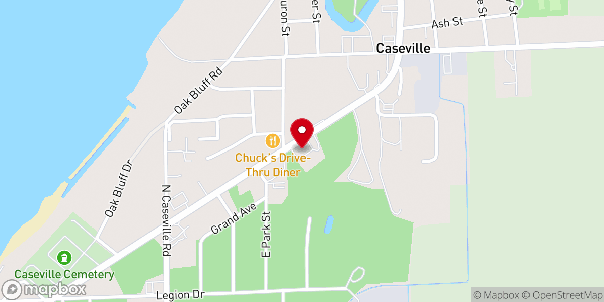 Map showing location of Caseville Family Arena