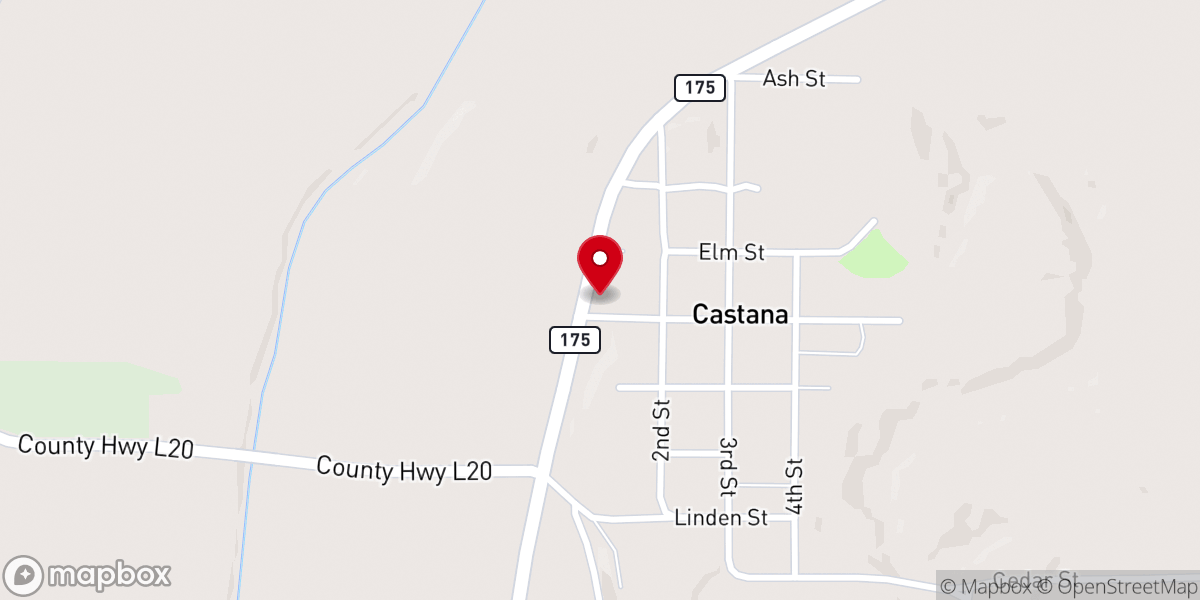Map showing location of Castana City Hall