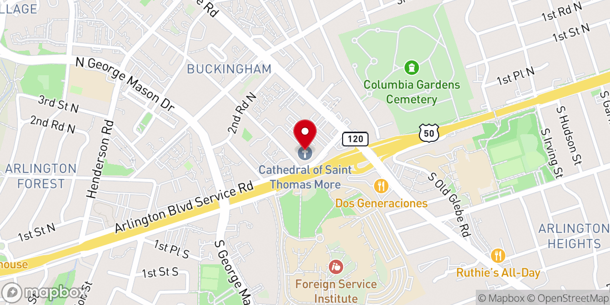 Map showing location of Cathedral of St. Thomas More