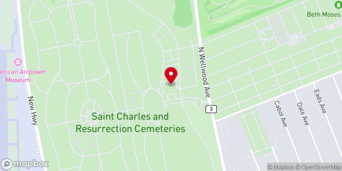 Map showing location of Catholic Cemeteries