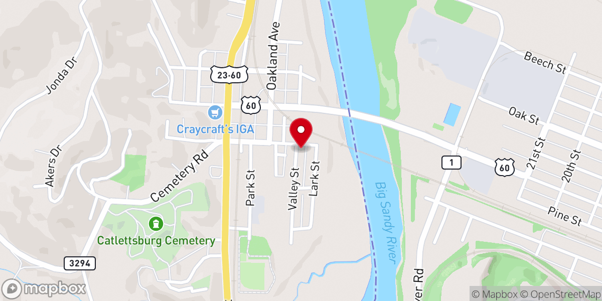 Map showing location of Catlettsburg Church of God Seed Harvest - Food Distribution Center