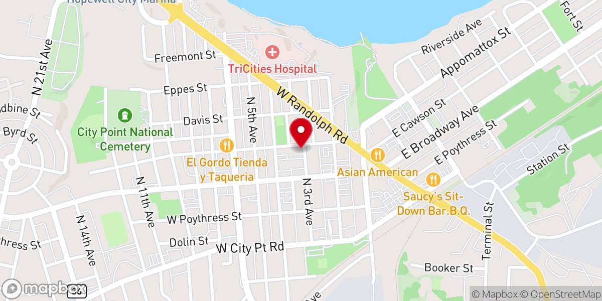 Map showing location of Cawson Street Church of Christ