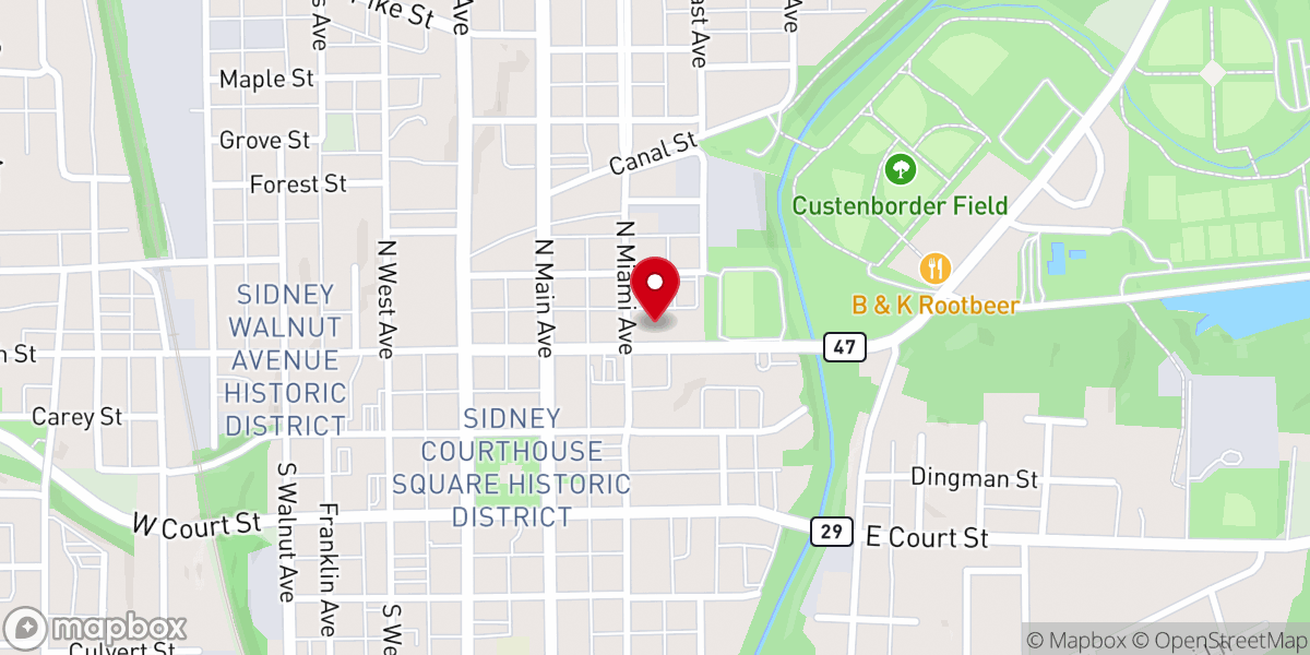 Map showing location of First Presbyterian Church