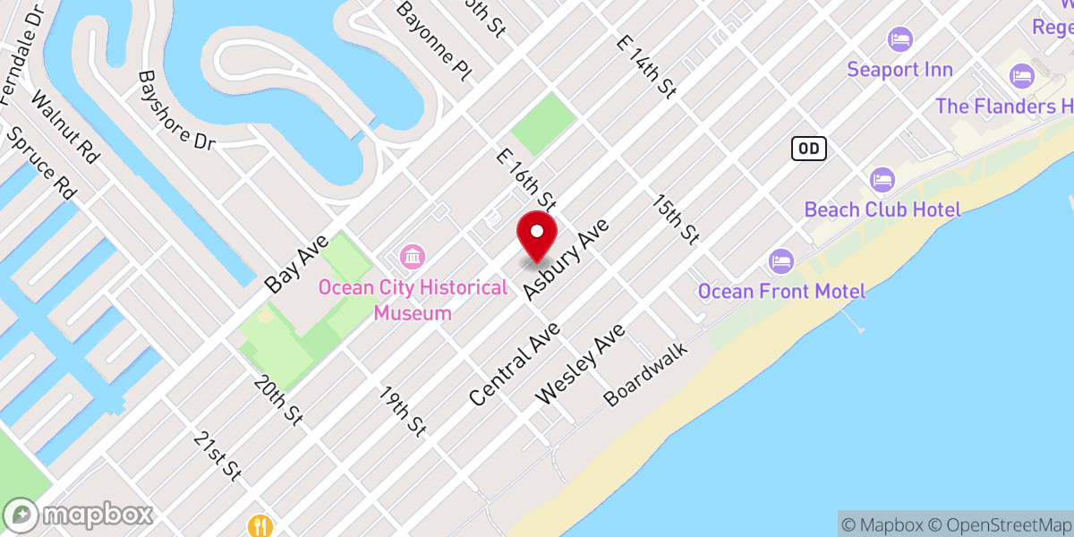 Map showing location of Ocean City Tabernacle Assoc