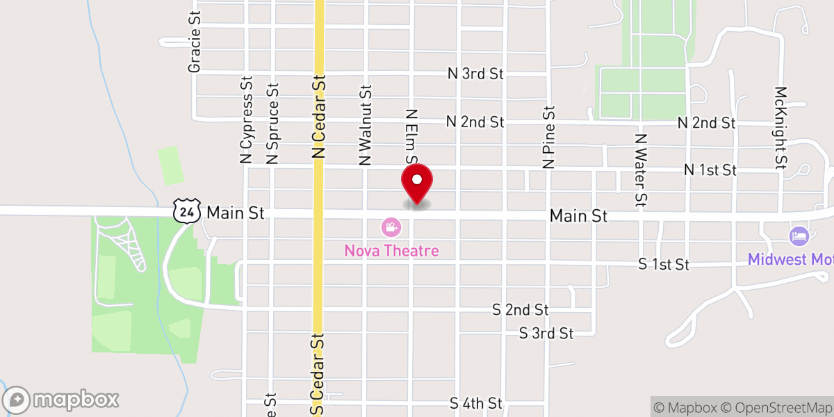 Map showing location of Main Street Baptist Church