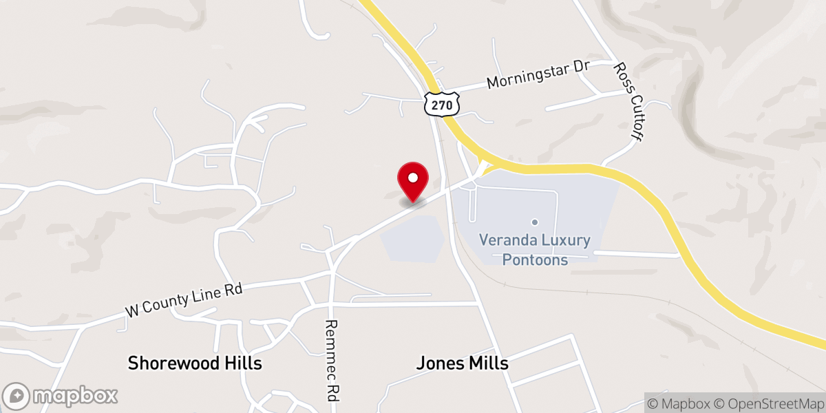 Map showing location of Jones Mills