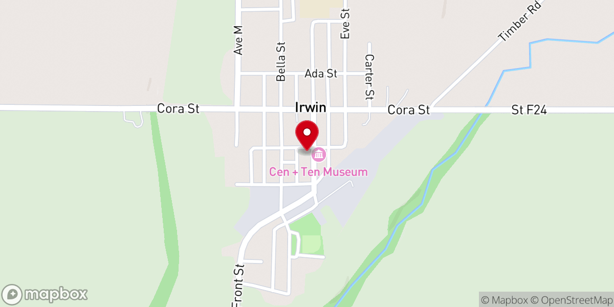 Map showing location of Irwin City Hall