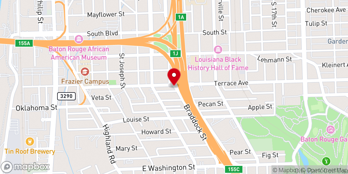 Map showing location of South Boulevard Baptist Church