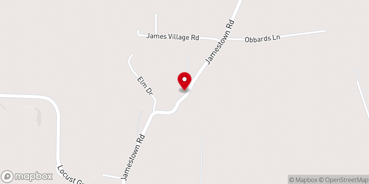 Map showing location of Jamestown Baptist Church