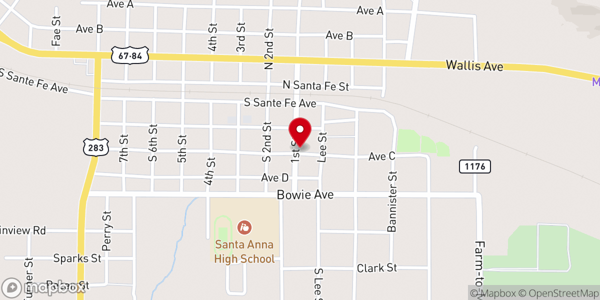Map showing location of First Christian Church