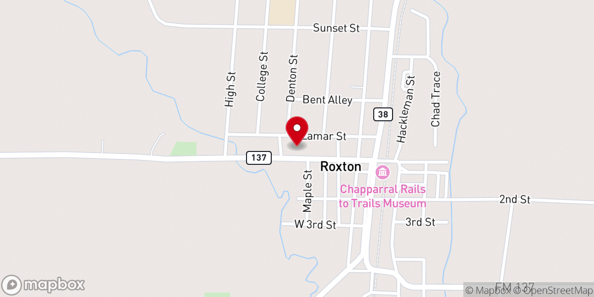 Map showing location of Roxton United Methodist Church