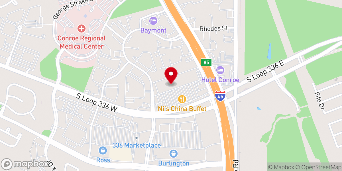 Map showing location of Pillar Church Conroe