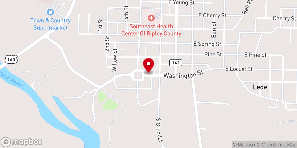 Map showing location of Doniphan Community Center