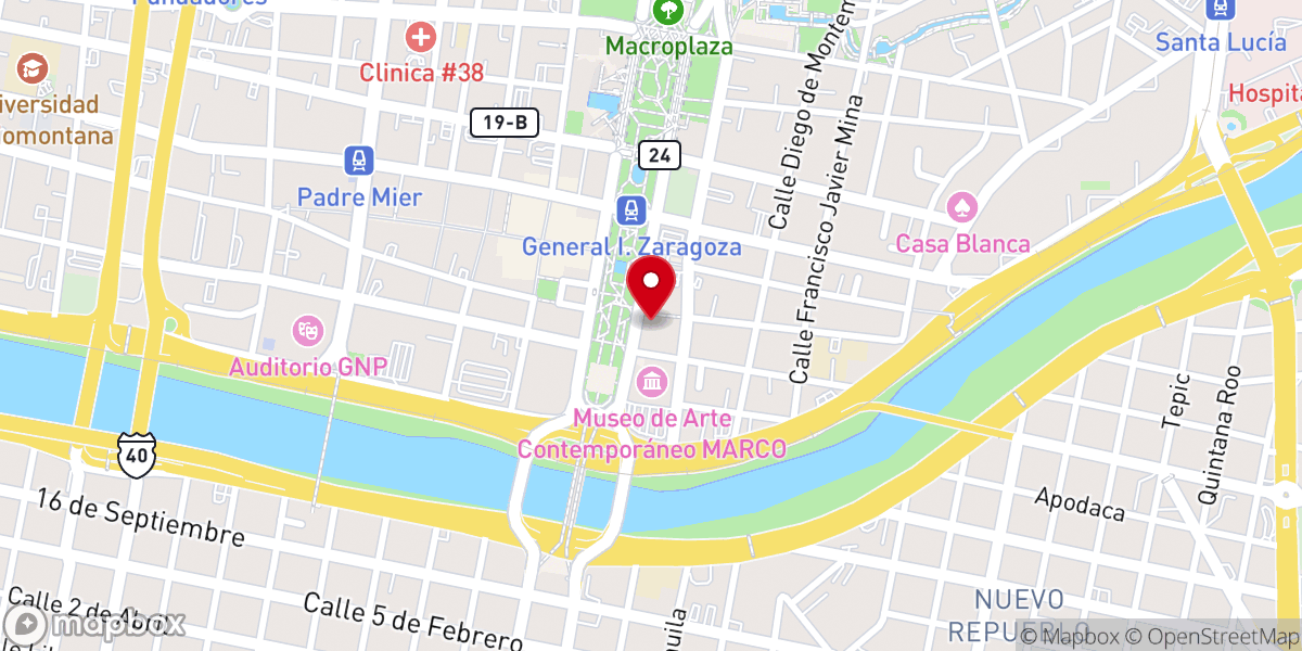 Map showing location of Catedral Metropolitana de Nuestra Señora de Monterrey