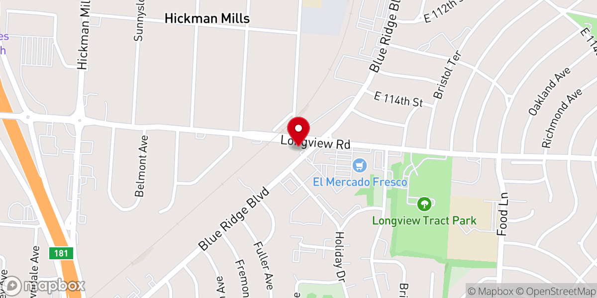 Map showing location of Church's Texas Chicken