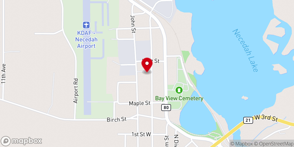 Map showing location of Necedah United Methodist Church