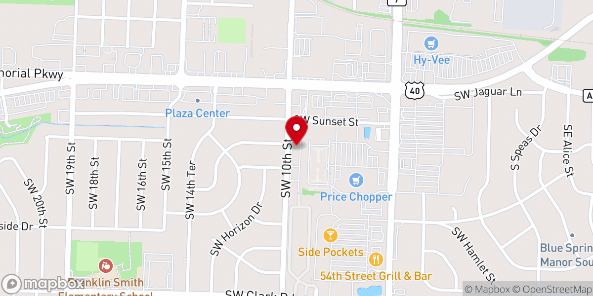 Map showing location of The Cure Church Blue Springs
