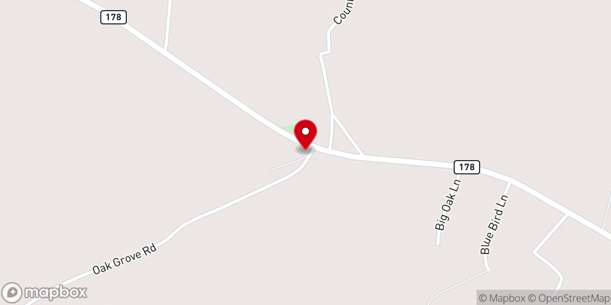 Map showing location of Oak Grove Missionary Baptist Church