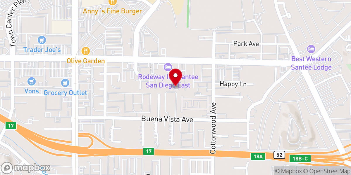 Map showing location of Kingdom Hall of Jehovah's Witnesses--Lakeside West, Santee English, & Santee Spanish