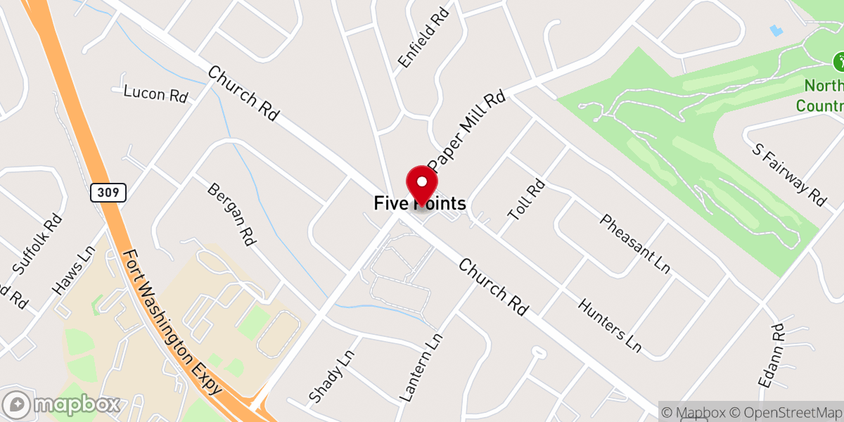 Map showing location of Oreland Evangelical Presbyterian Church