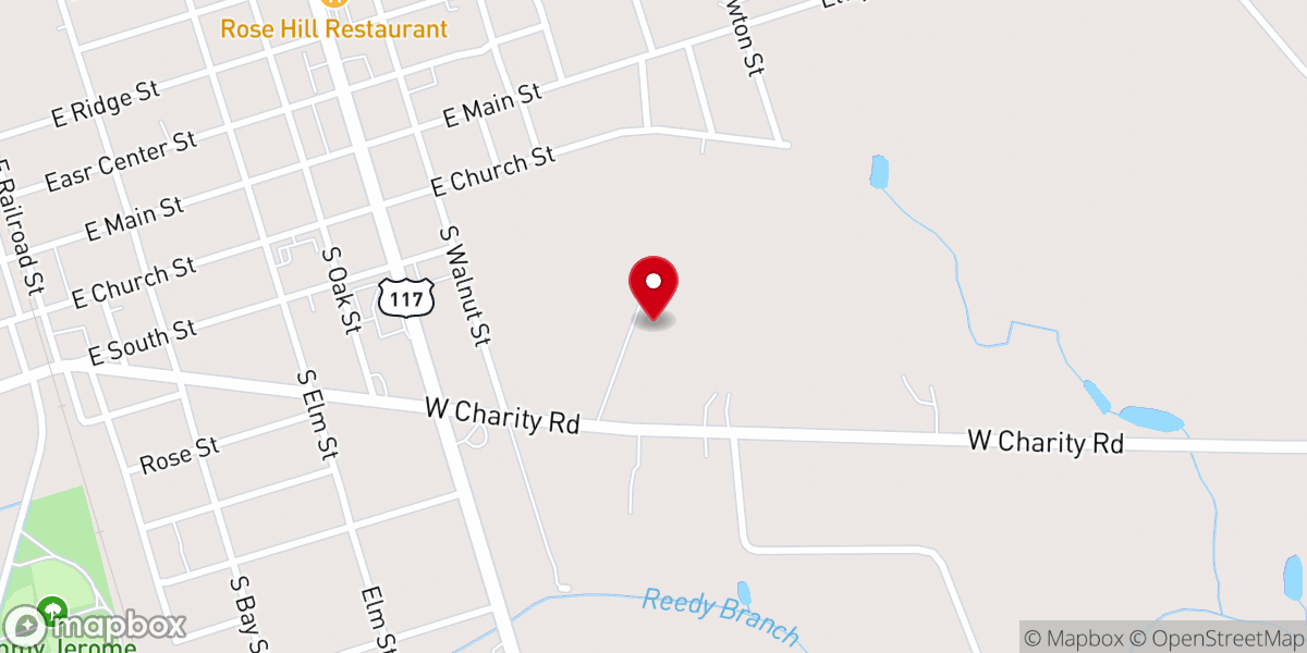 Map showing location of Rose Hill Hill Pentecostal Freewill
