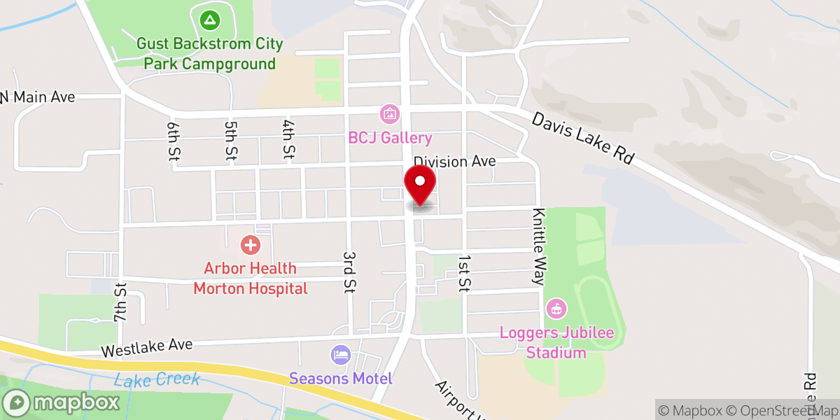 Map showing location of Morton City Hall
