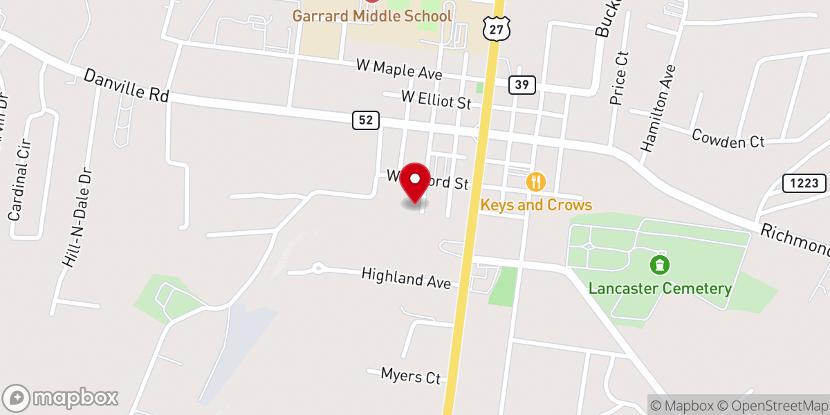 Map showing location of First Baptist Church
