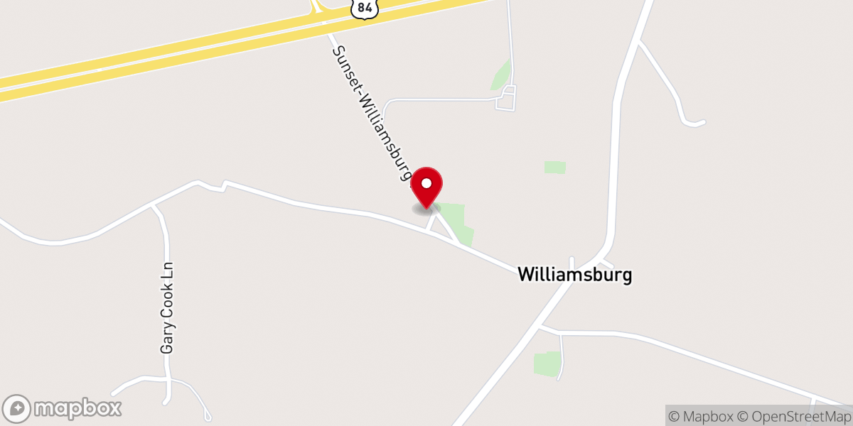 Map showing location of Williamsburg United Methodist