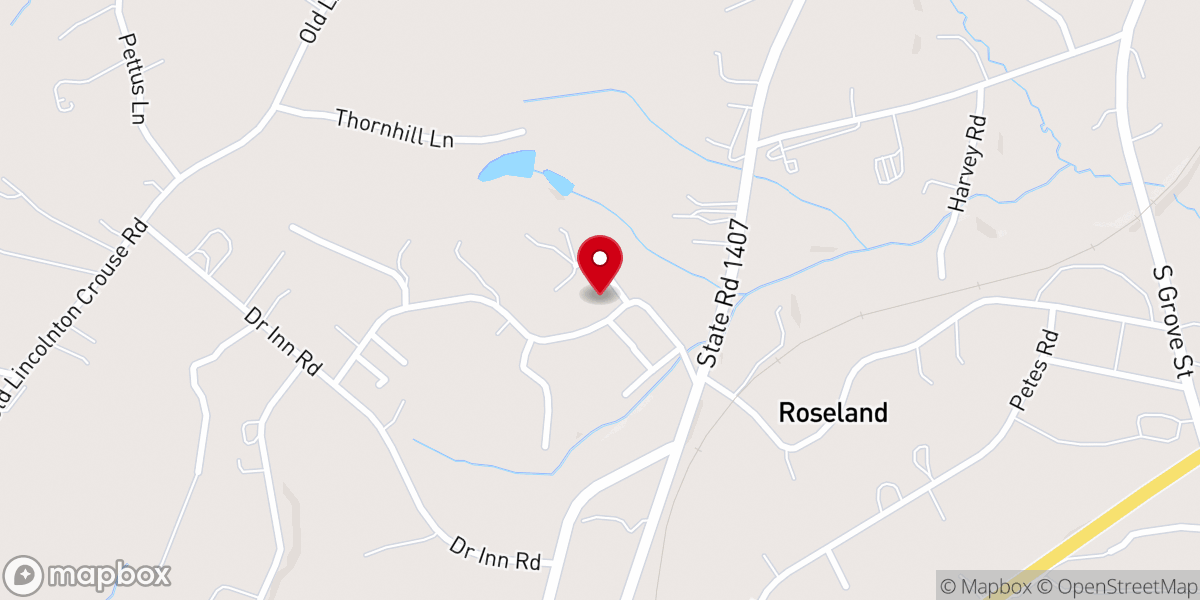Map showing location of Roseland Baptist Church