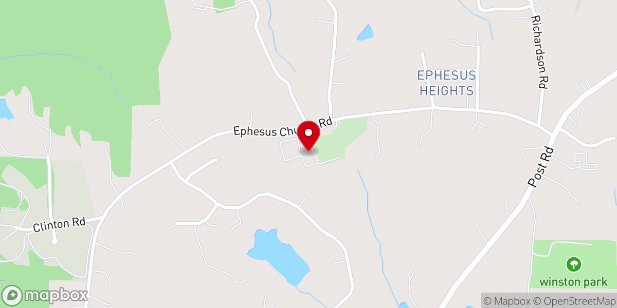 Map showing location of Ephesus Baptist Church