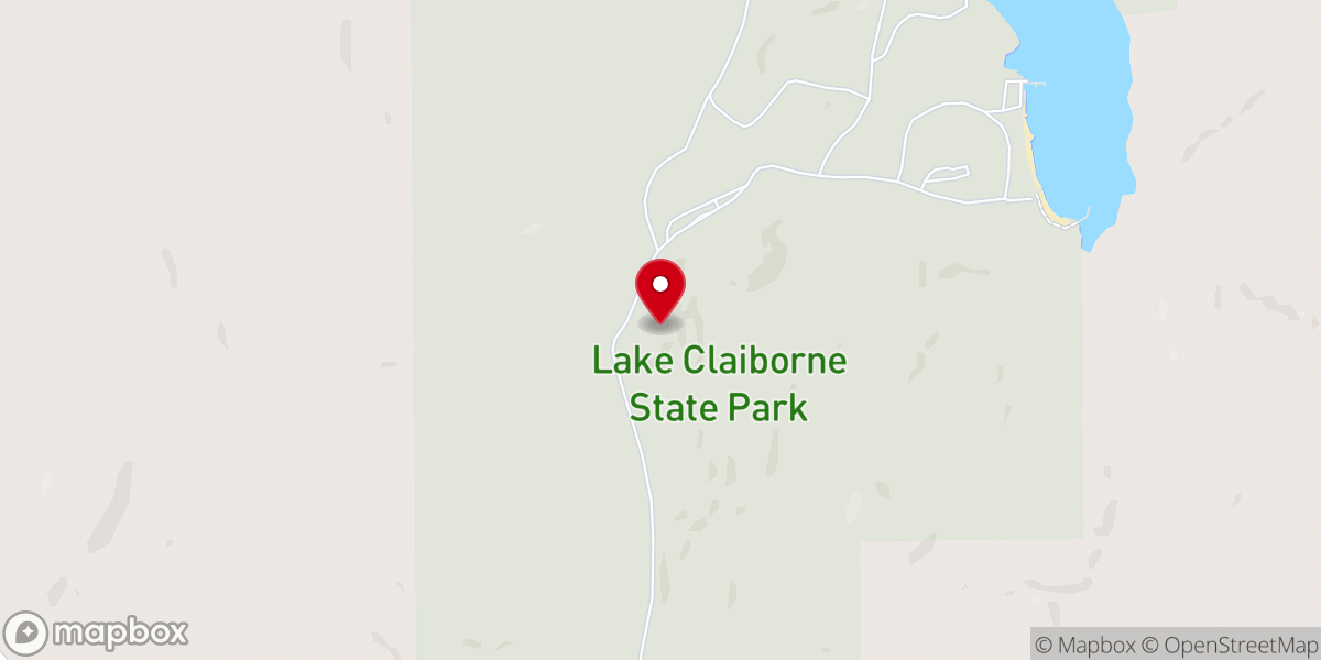Map showing location of Lake Claiborne State Park