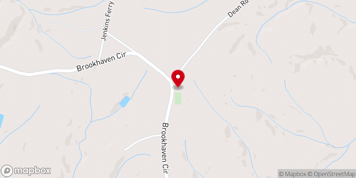 Map showing location of Mullins Ford Baptist Church
