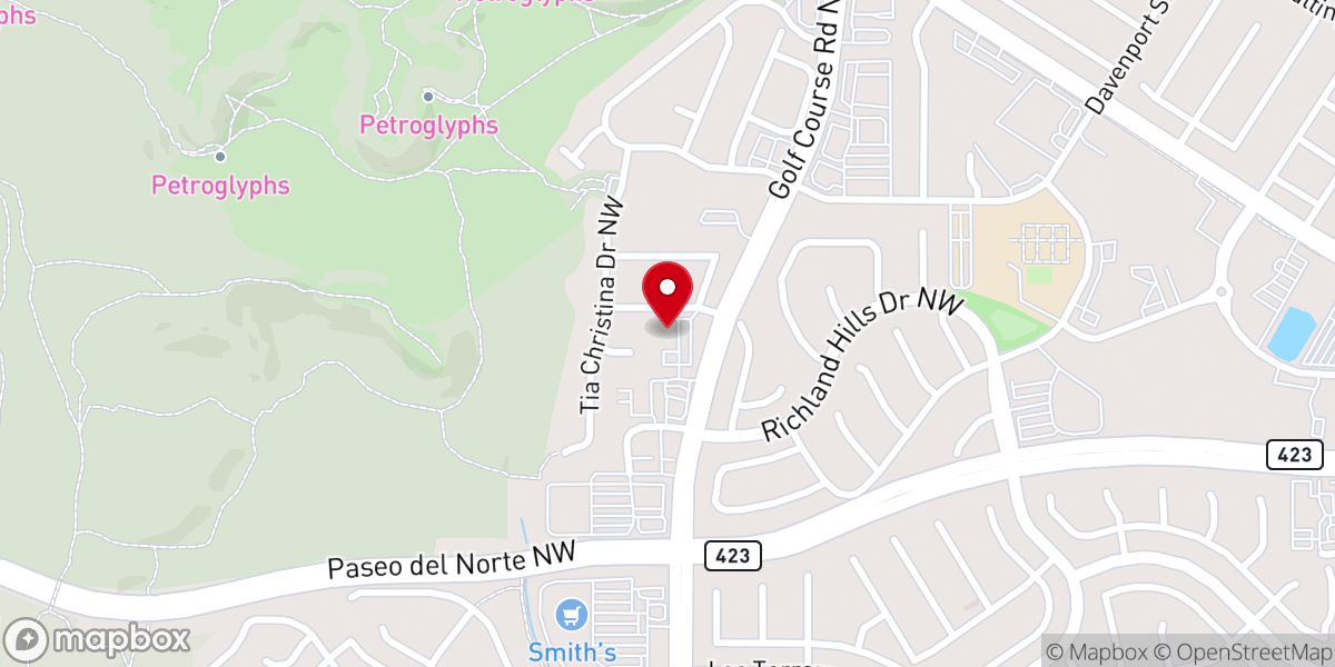 Map showing location of Vineyard Church ABQ