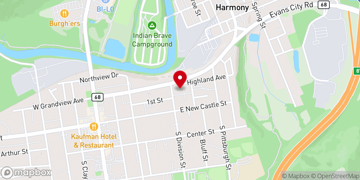 Map showing location of Calvin Presbyterian Church
