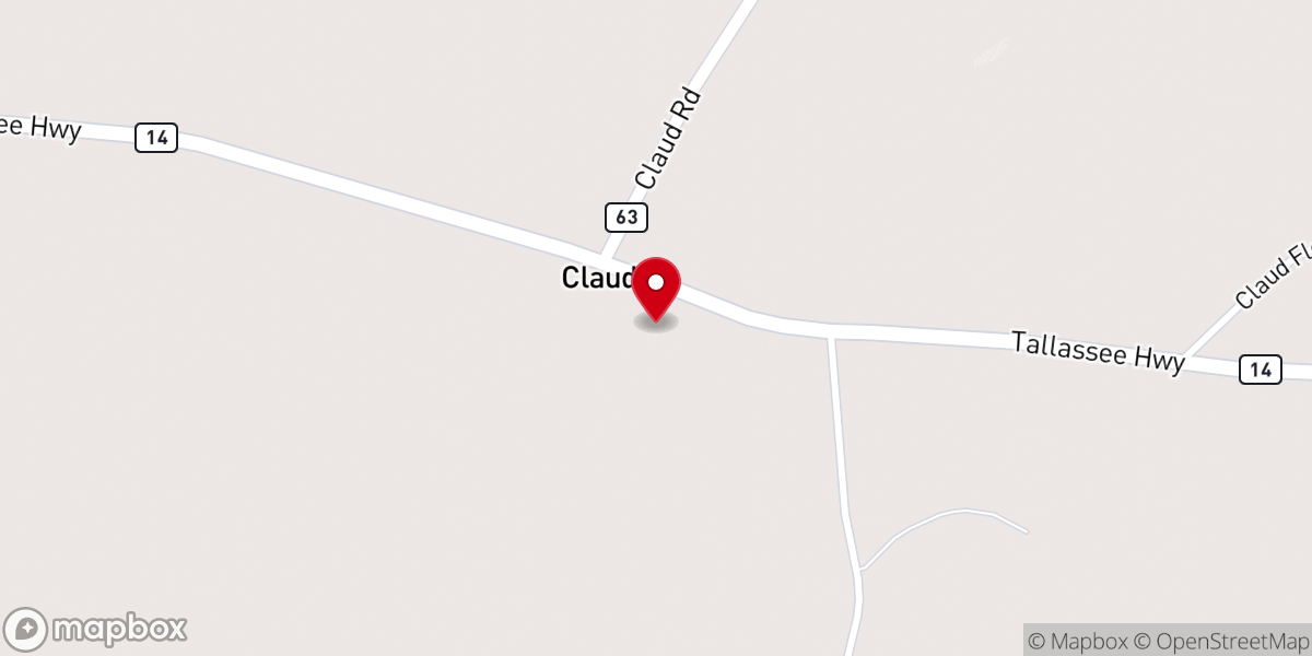 Map showing location of Claud Independent Methodist Church