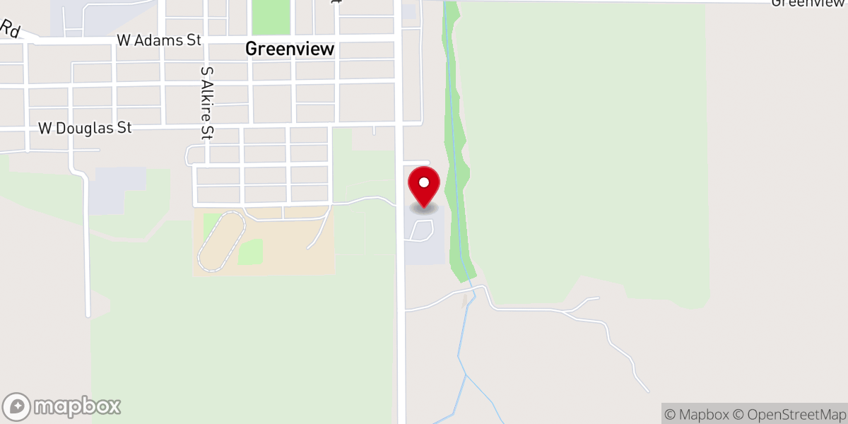 Map showing location of First Baptist Church of Greenview