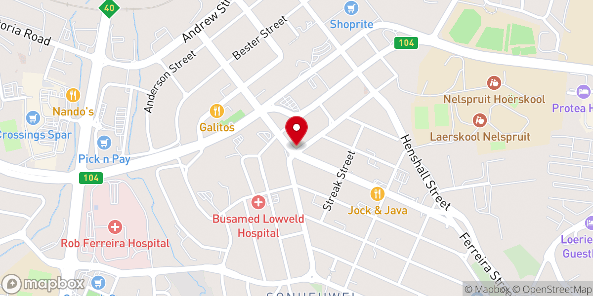 Map showing location of Nelspruit Community Forum (NCF) / Mpumalanga Leadership Foundation (MLF)