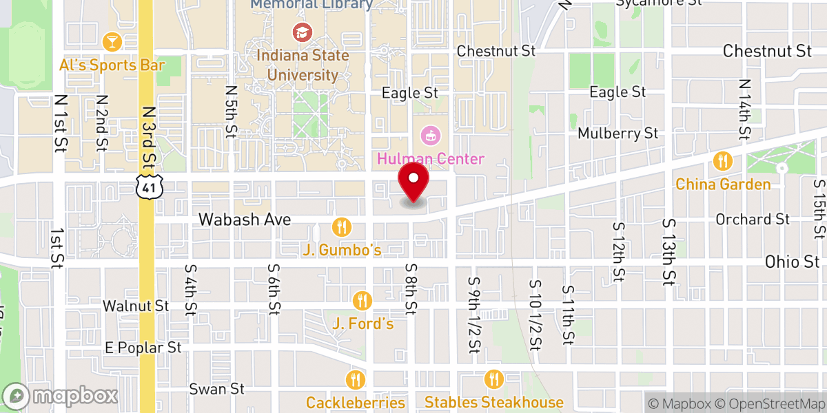 Map showing location of Terre Haute Convention Center