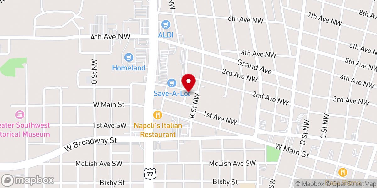 Map showing location of First Avenue Church of Christ