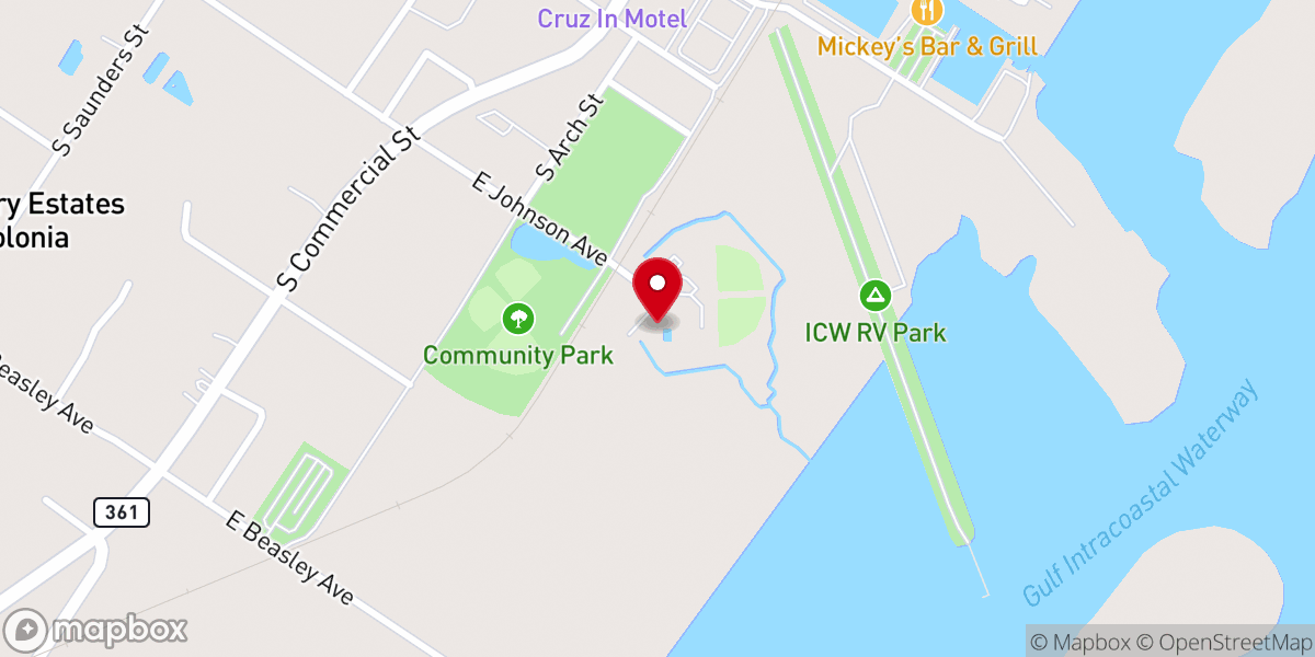 Map showing location of Aransas Pass Aquatic Center