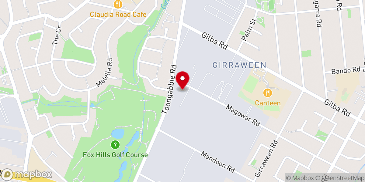 Map showing location of Toongabbie Baptist Church
