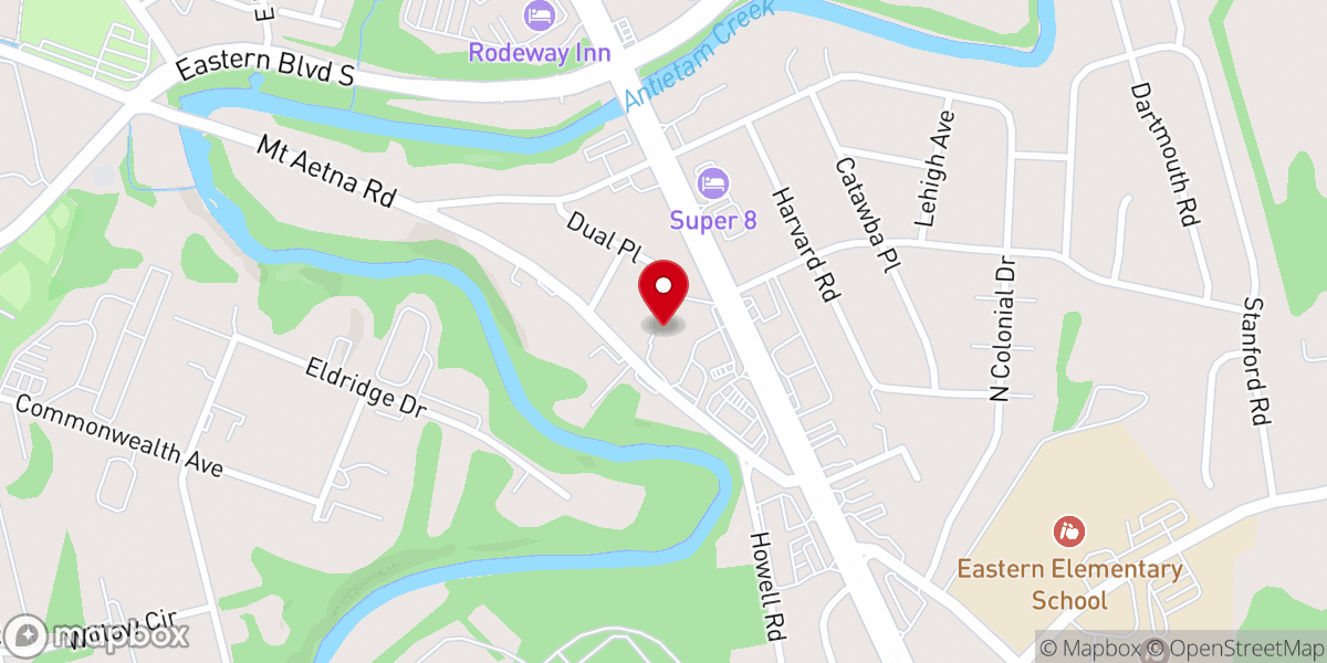 Map showing location of Hagerstown Korean Church