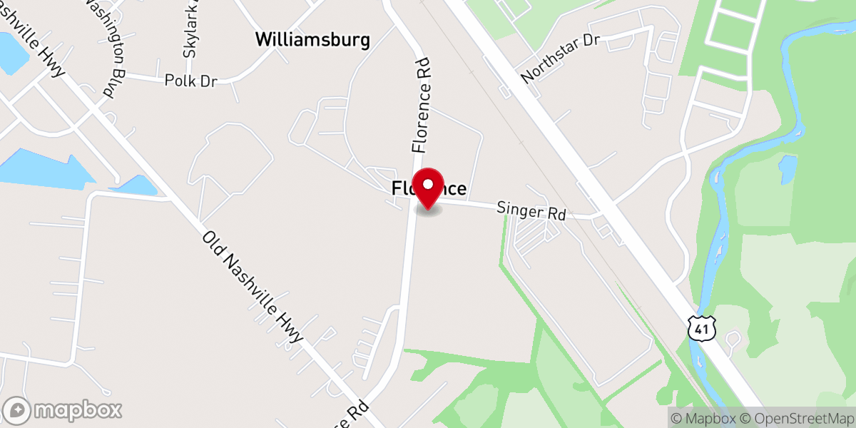 Map showing location of Florence Baptist Church